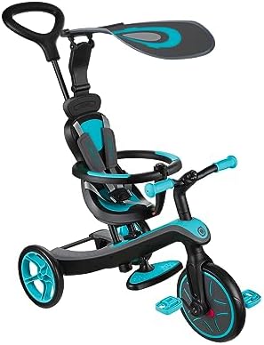 - Explorer Trike 4 em 1 - Triciclo e Bicicleta de Equilíbrio tudo em um para crianças pequenas dos 10 milhões + aos 5 anos +, Turquesa