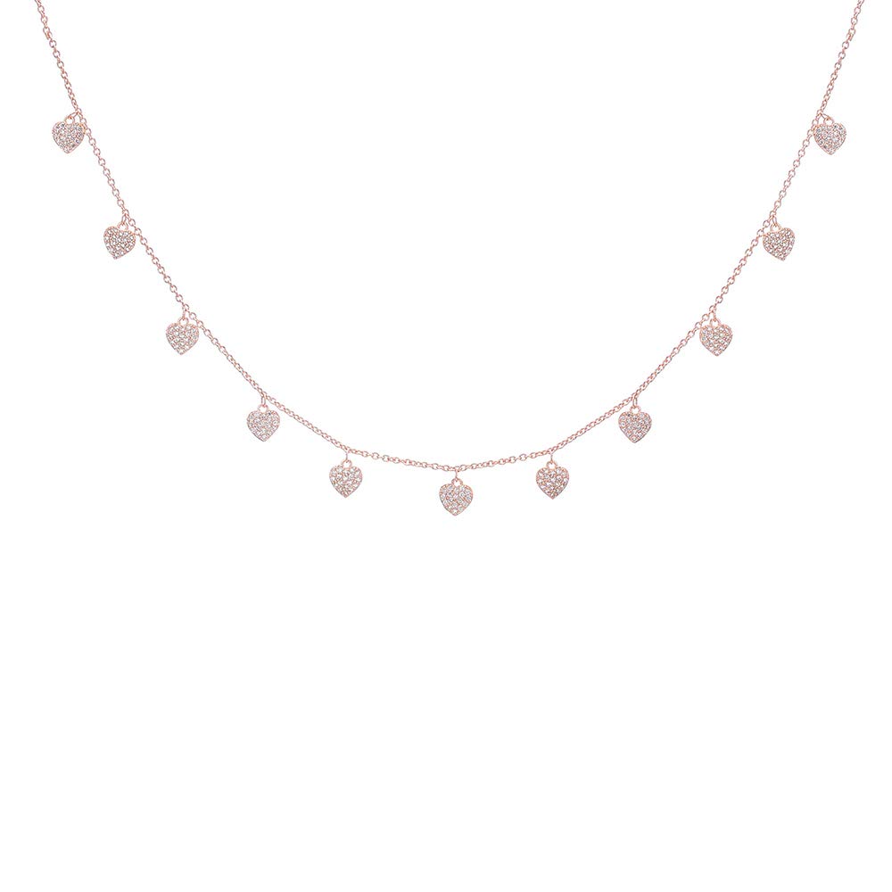 Necklace Multi Love Pendant Glossy/with Cubic Zirconia Crystal Rose Gold Silver Clavicle Chain Mini Fashion Jewelry for Women/Girl’s Valentine's Day Gifts