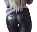 Faux Leather PU Elastic Shaping Hip Push Up Pants Black Sexy Leggings for Women