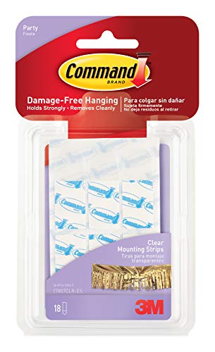 Command Party Small Clear Mounting Strips, 18-Strips (17807CLR-ES)