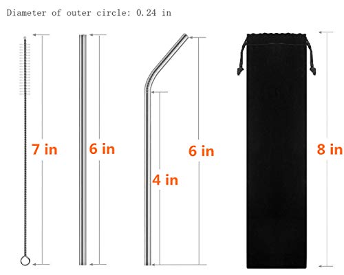 BGMAXimum 20 Pack Reusable Stainless Straws, 6-inch Short Drinking Straw Stainless Steel, Portable Straw for Cocktails Travel Kid, Metal Cocktails Straw With Cleaning Brush and Carry Bag