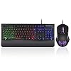 Gaming Keyboard and Mouse Combo Colorful Lights Rainbow LED Backlit Keyboard with Ergonomic Detachable Wrist Rest…