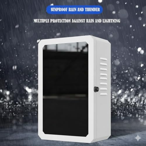 Premium EV Charger Large Protective Enclosure Box, Steel with Tempered Glass, IP54 Rated, Lockable, 70x50x25cm, with Cooling Fan and Air Vents, for Tesla, BYD, ROX, VW ID and Other EV Chargers, White