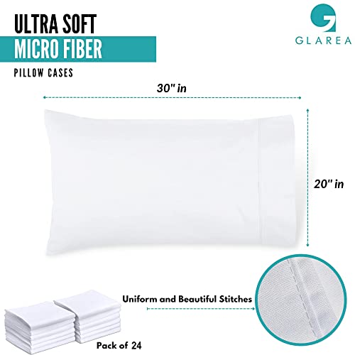 Glarea Pillow Cases Standard Size Bulk 24 Pack White Pillow Cases Queen Size with Envelope
