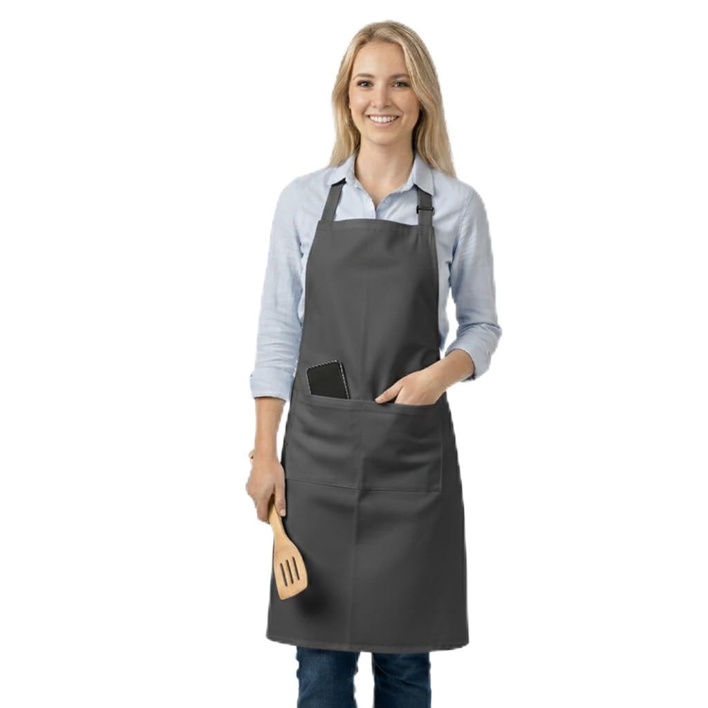 LivinEase Aprons for Women & Men – Adjustable Apron with 2 Pockets, Kitchen Apron for Cooking, Baking, BBQ, Gardening – Charcoal — image 1
