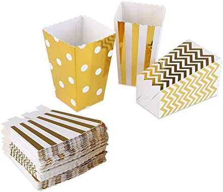 Popcorn Boxes Cardboard Candy Boxes Container Polka Dot Stripe Chevron Ripple，For Birthday, Bridal and Baby Shower，Carnival/Graduation/Party/Movie/Fiesta，Dessert Tables Wedding Party Supplies 36pcs