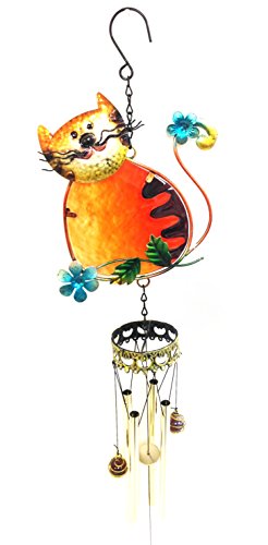 Bejeweled DisplayÂ® Kitty Cat Shape w/ Stained Glass Wind Chimes Tubes