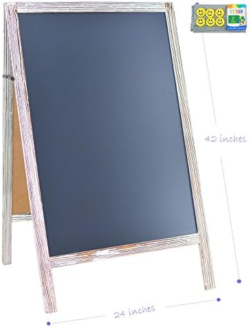 42"x24" Vintage A-Frame Double Sided Whitewashed Natural Wooden Magnetic Chalkboard for Outdoor Events, Weddings,Cafe,Business Signs(American Southern Yellow Pine)
