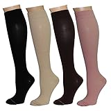 4 Pairs Women's Graduated Support Anti-Fatigue 8-15mmHg Combed Cotton Compression Socks (4W8-Pack10)