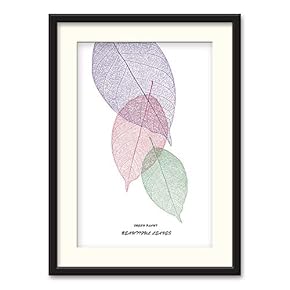 Black Paper Framed Canvas Wall Art for Living Room, Bedroom Simple Beautiful Leaves Canvas Prints for Home Decoration Ready to Hanging - 23x31 inches