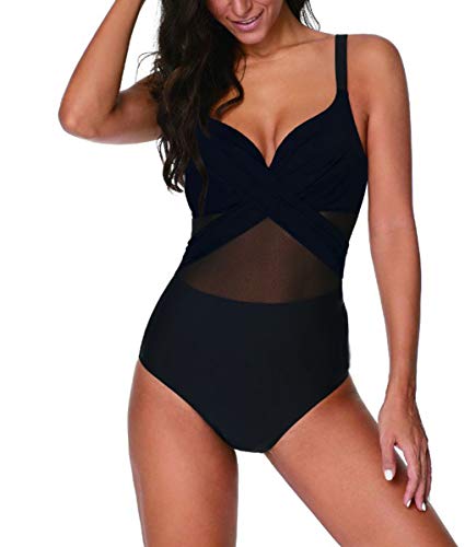 Achruor-Badeanzug-Damen-Bauchweg-V-Ausschnitt-Sexy-Einteiler-Schwimmanzug-Strandmode-Bikini-Push-Up-Bademode-mit-Shorts-Schlankheits