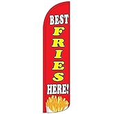 4 Less Co BEST FRIES HERE Windless Swooper Feather Flag Banner Sign 3x11.5 ft Tall (Flag Only) rq