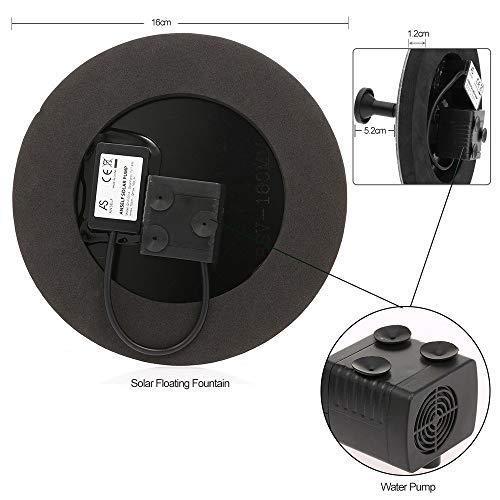 J6Mall Solar-Power Fountain Brushless Pump Plants Watering Kit with Monocrystalline Solar Panel for Bird Bath Garden Pond Energy-Saving Environmental-