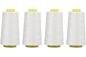 Premium Serger Thread White 4Pcs Polyester Sewing Machine Thread for Quilting Overlock Hand Embroidery Household Use