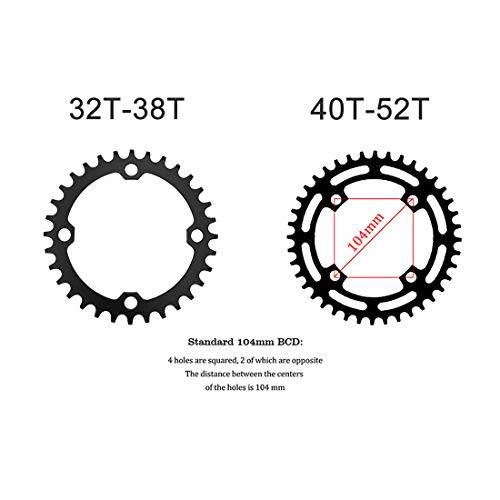 image for DECKAS 104BCD 32T 34T 36T 38T Narrow Wide Chainring, Single Chainring 