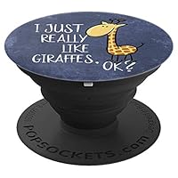 I Just Really Like Giraffes, OK? Cute Giraffe Drawing PopSockets Grip and Stand for Phones and Tablets