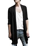 Allegra K Men Shawl Collar High-Low Hem Long Cardigan