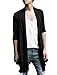 uxcell Men's Shawl Collar Cardigan Drape Cape Lightweight Long Length Knit Sweaters Black 34