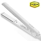 Hair Straightener, MICGEEK Professional Titanium Flat Iron With Double Negative Ion 30s Fast Heating 1 Inch Floating Plate Never Pull Hair, Dual Voltage & Pouch Perfect For Travel Use (White)