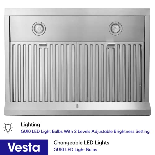 VESTA Atlanta 860CFM 30'' Stainless Steel Under Range Hood With