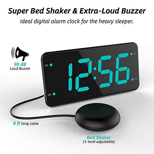 Loud Alarm Clock with Bed Shaker, Vibrating Alarm Clock for Heavy