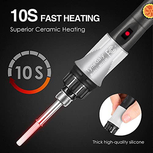 Saldatore a stagno, TyneGaly Saldatore Kit 60W con interruttore ON/OFF, Temperatura Regolabile 200~450℃, Saldatore per Precisione Saldatura, 5 Pezzi Punte, Filo per Saldatura
