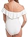 Dasbayla Off Shoulder with Ruffle Bodysuit Women's White Leotards Rompers Jumpsuits S