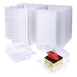 Jizvxe 100 Pack Clear Plastic Square Hinged Food