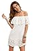 Floerns Women's Off Shoulder Ruffle Loose Tunic Shift Dress