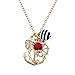 LUX ACCESSORIES Gold Tone Nautical Cluster Anchor Ship Wheel Charm Necklace