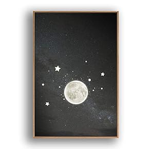 Framed Canvas Wall Art for Living Room, Bedroom Moon with Bright Canvas Prints for Modern Home Decoration Ready to Hang - 16"x24" inches