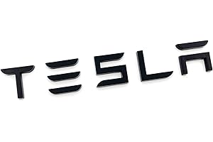 Funce 3D Raised Letters Sticker Tailgate Insert Emblems Compatible with Tesla Model 3/Y/S/X Series with 3M Adhesive Backing (Gloss Black)