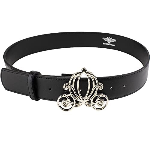 7686 Disney Belt, Cinderella Carriage Silver Buckle, Black Vegan Leather 61kag8I245L._AC_UY1000_.jpg main image 3