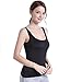 HBY Womens Camisole Built-in Shelf Padded Bra Cami Bra Straps Tank Top Solid Black, Black, M