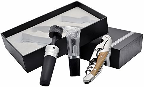 Solid Wood Waiter Corkscrew Set-YIFANYU Red Wine Opener Set Vacuum Wine Stopper Petal Type Wine Pourer（3 Piece）