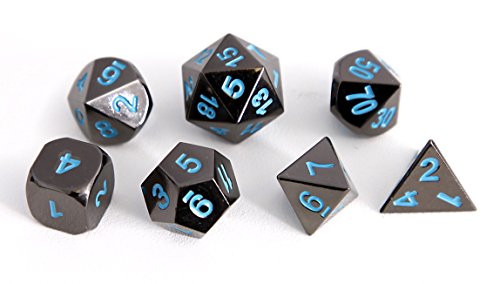 image for Forged Dice Co. Metal Gunmetal Silver Color with Arctic Ice Blue Numbe