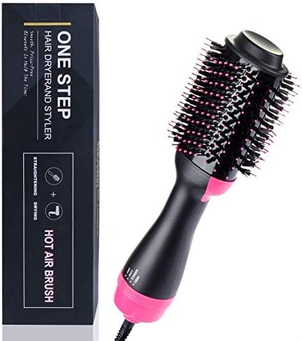 Salon One Step Hair Dryer & Volumizer,Hot Air Brush Salon Hot Air Paddle Styling Brush Negative Ion Generator Hair Straightener Curler For Women With Long or short hair UK Plug