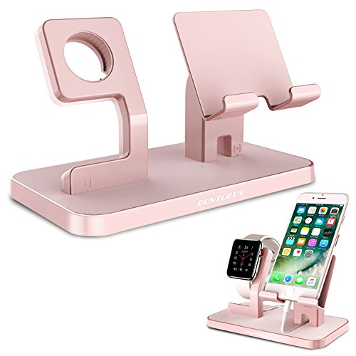 Apple Watch Stand, iPhone Stand, BENTOBEN Iwatch Charging Stand Dock Station Cradle - Rose Gold