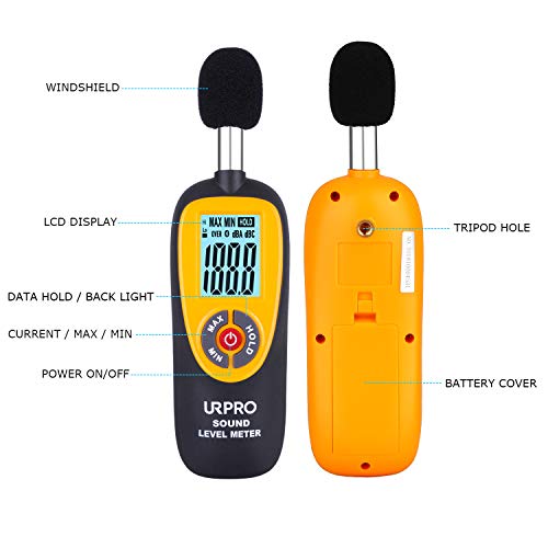 URPRO Decibel Meter, Digital Sound Level Meter 30-130 dB Audio Noise Measure Device Dual Ranges HT-90A - Thumbnail 2