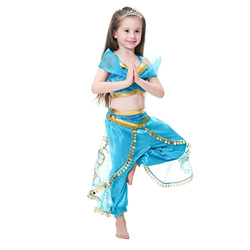Princess Cosplay Blue Costume Set For Little Girls - 3 Piece Outfit