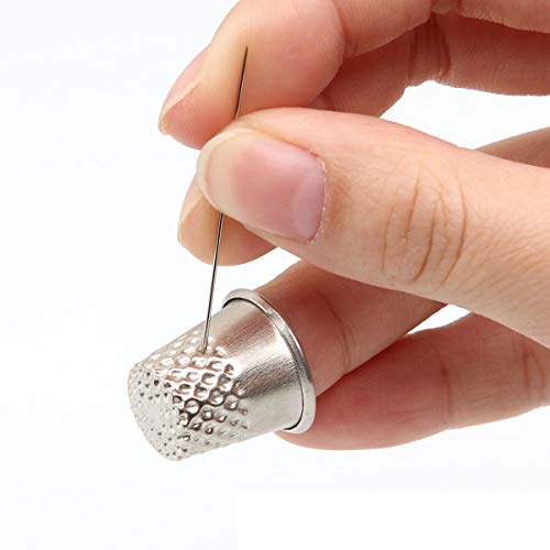50Pcs Sewing Thimble Silver Metal Sewing Quilting Thimbles 17mm Sewing Finger Protector Thimbles for Sewing, DIY Sewing Tools Sewing Quilting Craft Accessories by AConnet - Thumbnail 3