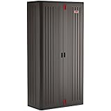 Suncast Commercial Blow Molded Mega Tall Cabinet, Black Storage Shed, Outdoor Use, 4 Shelf