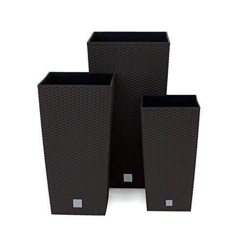 Pflanzkübel Blumenkübel Rattan Optik Braun 50 cm – Bild 3