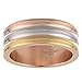 Women's Tri-Color Stainless Steel 3 Rows Ring, Size 7