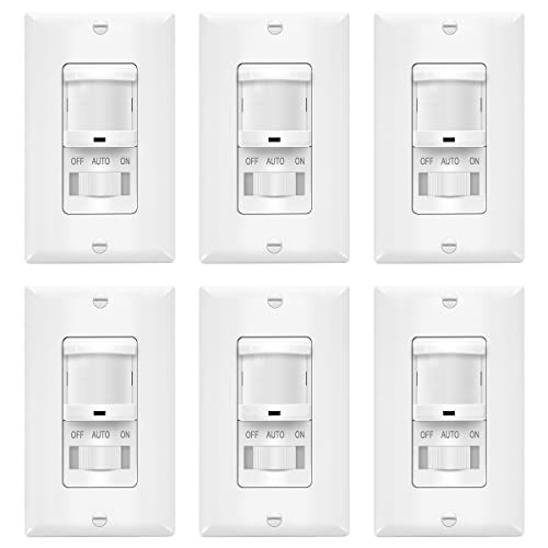 TOPGREENER inWall PIR Motion Sensor Light Switch, Motion Sensor Switch, Occupancy Sensor Switch