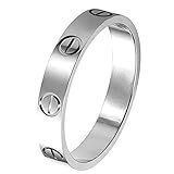 SHIRIA Love Rings Lifetime Promise with Screw Design Best Gifts for Love with Valentine's Day Promise Engagement Wedding (White Gold, 7)