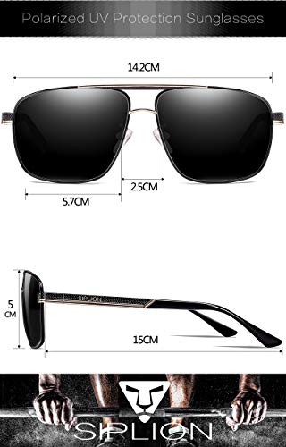 SIPLION Herren Sonnenbrille UV400 Schutz Polarisierte Sonnenbrille Fahrerbrille Rechteckige Metall Rahmen – Bild 5