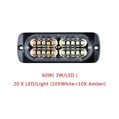 40PCS 20-LED Strobe Warning Light Strobe Grille Flashing Lightbar Car Truck Beacon Lamp Amber White Traffic light 12V-24V