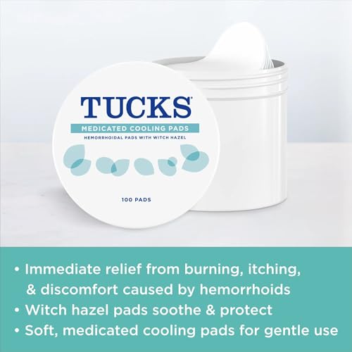 TUCKS Medicated Cooling Pads, 100 Count – Pads with Witch Hazel, Cleanses Sensitive Areas, Protects from Irritation, Hemorrhoid Treatment, Medicated Pads Used By Hospitals