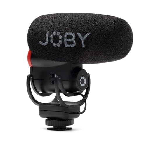 Joby Wavo Plus, Micrófono para Vlogging en Cámara, Micrófono Cardioide con Control de Audio en Vivo, Filtro High-Pass, Modo Auto-Power, Indicador LED de Batería, Micrófono para Cámaras Compactas